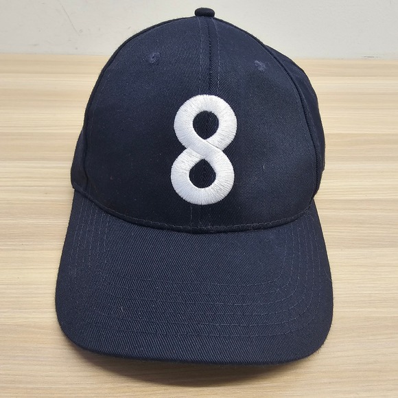 WeAre8 Strapback Hat Mens Blue Navy OS 8 Logo Baseball Cap Recycled ECO CAP - Picture 1 of 11